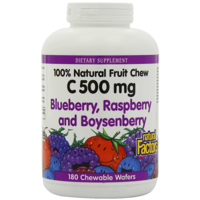 Vitamin C Blueberry Raspberry Boysenberry Chewables 500mg Wafers 180-Count