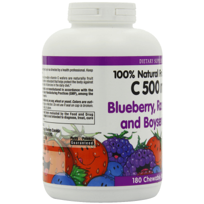 Vitamin C Blueberry Raspberry Boysenberry Chewables 500mg Wafers 180-Count